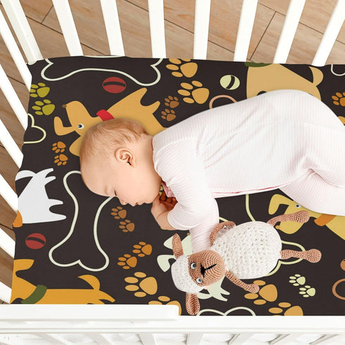 Cover,27" 39" 5" ATTX Fitted Crib Sheet Cute Cartoon Dog Paw Bone Baby Sheets for Standard Crib Toddler Mattress Cover