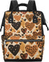 Honeybaby Backpack 19L Diaper Bag for Mom & Dad Print Abstract Leopard Large Diaper Bag Tote with Multi-Pocket