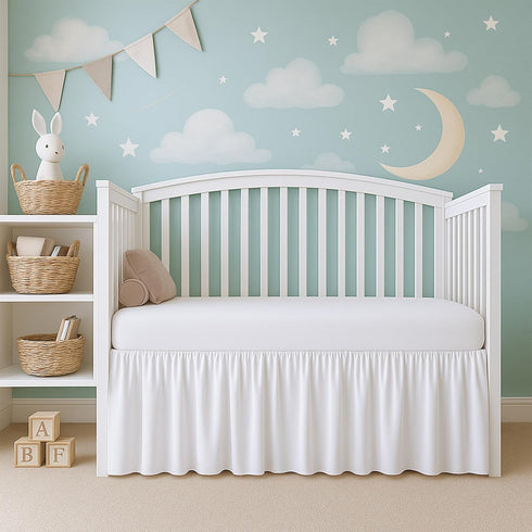 Cottington Lane White Infrant Crib Bed Skirt Dust Ruffle with Split Corner,