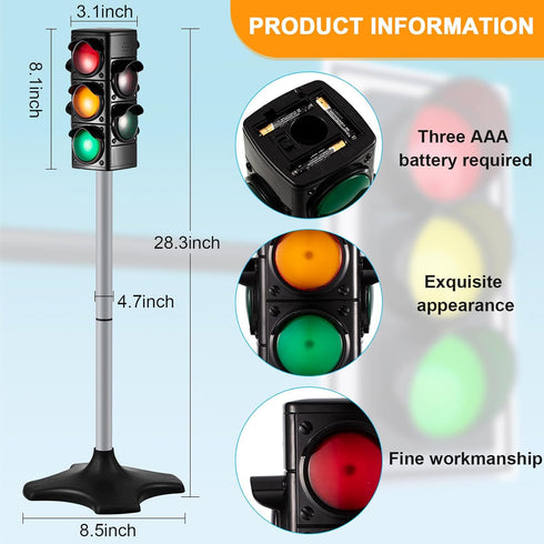 1 28.3 Inch 2 1 4 Hiboom Piece Traffic Light Toy in Simulation Safety Traffic Indicator Crosswalk Signal with Lights