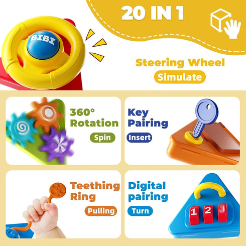 20-in-1 1 2 1-3, 1 2 Vanvimen Toddler Busy Board Activity Cube Toys, Montessori Toy for Year Old Boys Girls Kids, Early