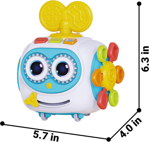 MoraBaby 1-3 6-in-1 Tummy Robot Musical Busy Cube for Toddlers Years Old, Montessori Activity Cube with Lights