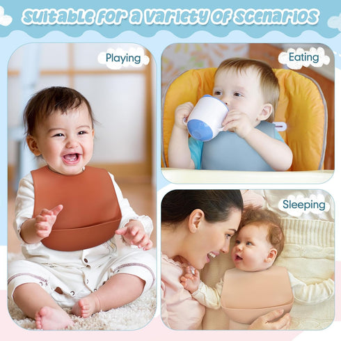 Adjustable Waterproof Silicone Bibs for Babies - Soft and Comfortable Feeding Supplies