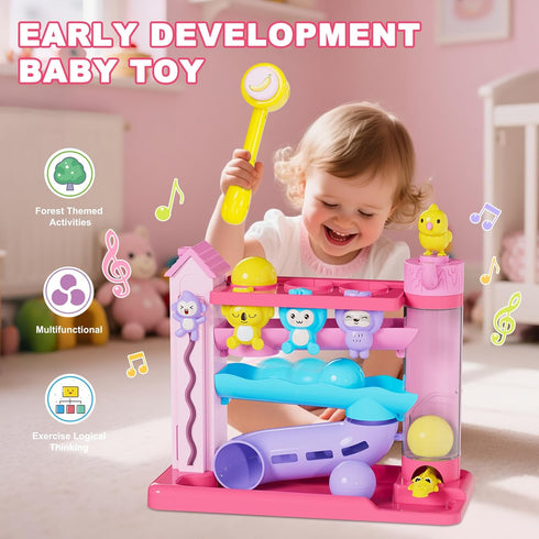 1+ 12-18-24+ 1 2 Toddler Musical Toys for Years Old Girls,Fine Motor Skills Developmental Baby Toy Months,Bilingual