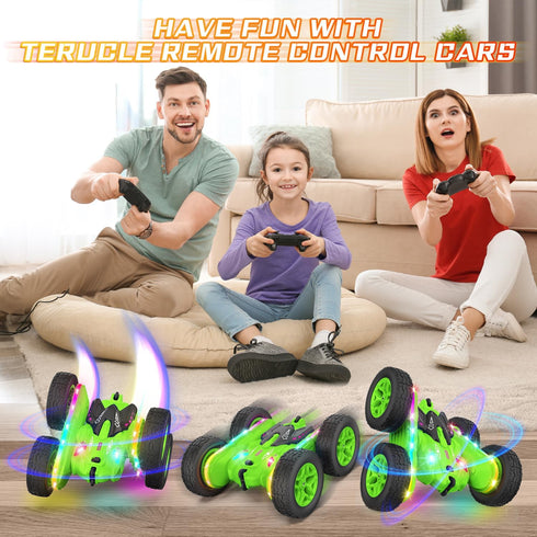 360 4WD Terucle Remote Control Car, Rc Cars Stunt RC Car Toys Upgraded Strip Lights and Headlights Kids Toys