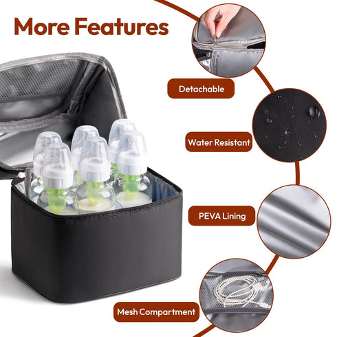 2 Pack, 6 NCVI Breastmilk Cooler Bag with Ice Breast Pump Bag with Cooler Fits Bottles, Double Layer Breast Milk Travel