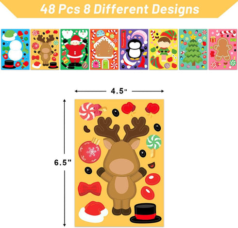 Ceiba Tree 48 Pcs Christmas Stickers, Make Your Own Sticker Sheets for Kids Home Classroom Party Favor