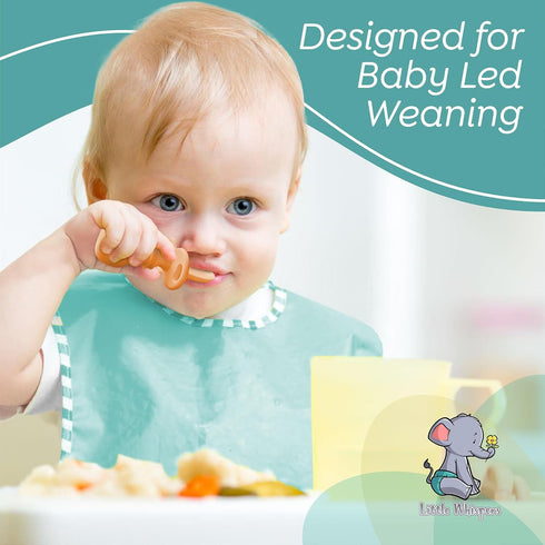 LittleWhispers Baby Silicone Spoons - Self Feeding 6 Months, Infant, Toddler & Kid Friendly Utensils, 4 Pack
