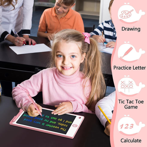 Hockvill LCD Writing Tablet for Kids 8.8 Inch, Drawing Pad for 3-8 Year Olds, Toddler Doodle Board Travel Gift - Pink