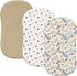 PHF 3 Pack Soft Bassinet Sheets, Leaf&Mushroom Breathable Comfy Cradle Sheets for