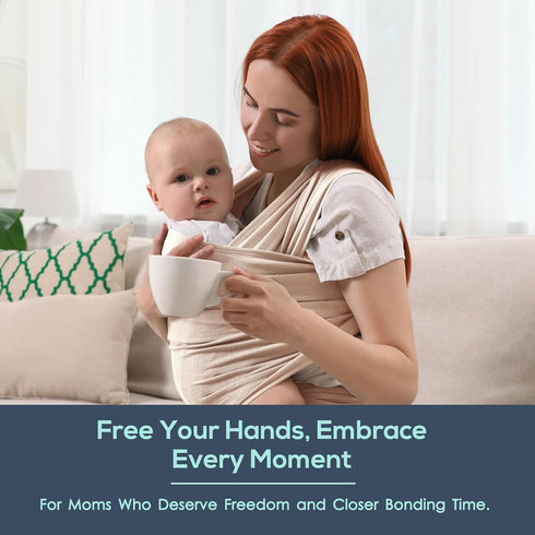 Jeroray Baby Wraps Carrier, Baby Carrier,Hands Free Infant Carrier, Lightweight,Breathable,Softness,Khaki