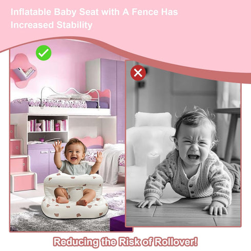 3-36 Inflatable Baby Seat for Babies Months, Baby Chair with Fence & Built in Air Pump, Blow Up Floor Baby Seat