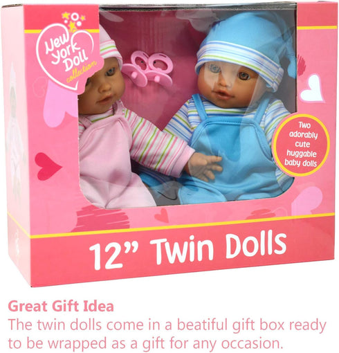 12" The New York Doll Collection Sweet Hispanic Twin Dolls Play Baby Dolls - Doll Pacifier Included
