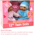 12" The New York Doll Collection Sweet Hispanic Twin Dolls Play Baby Dolls - Doll Pacifier Included