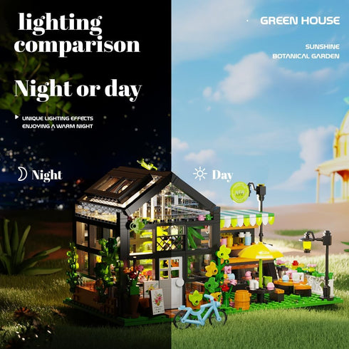 Set 8-12 680pcs Flower House Building with LED, City Street House Flower Shop Building Blocks Toy, Valentine Gift