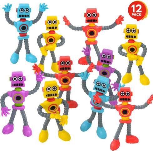 ArtCreativity Bendable Robot Figures, Set of 12 Flexible Men, Robot Party Favors