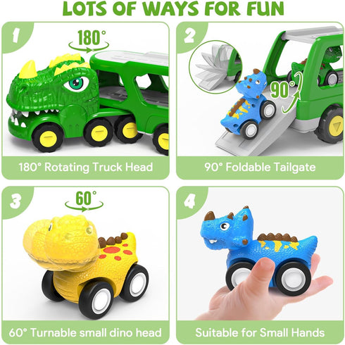 1 2 3 4 5 5-in-1 1-3 4-7 2-4 3-5 HEGUD Toddler Car Toys for Year Old Boy, Dinosaur Vehicle Trucks Toys for Toddlers