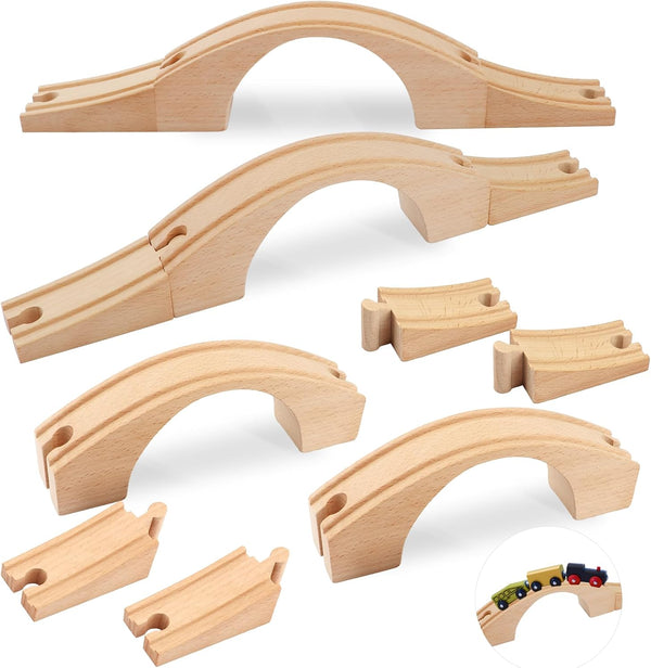 2 Pack Wood Train Track Extension Wooden Train Bridge Track Wooden Railway