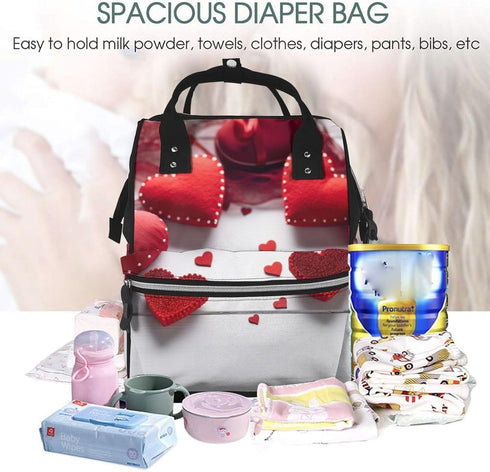 DWVTSLH Backpack Mummy Backpack Handmade Hearts Diaper Bag Multifunction Nappy Bags Waterproof Large Capacity Travel