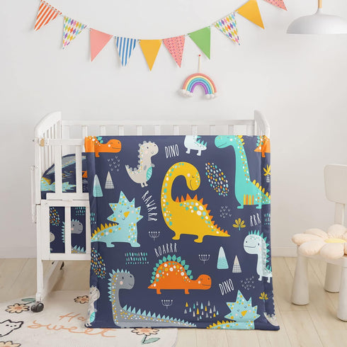 Datura home 3-Piece Crib Bedding Set with Comforter, Sheet & Skirt, Watercolor Butterfly Printed