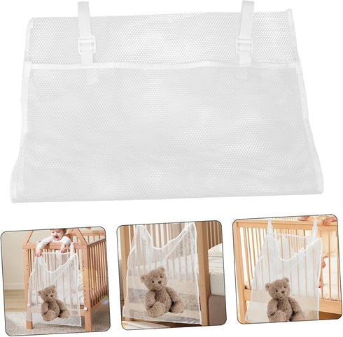 ORFOFE Hanging Storage Bag for Diapers and Clothes Wall-mounted Mesh Organizer Pouch for Toys and Essentials White