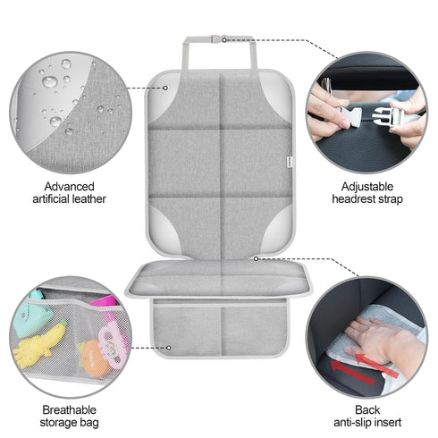 600D Gray-2pcs) Meolsaek Car Seat Protector for Child Car Seat, Durable Fabric Waterproof Car Seat Cover with Thick Pad