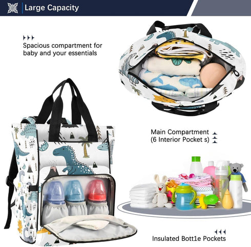 Bolaz Backpack Pack Diaper Bag Travel Back Large Capacity Maternity Baby Changing Bags Dino in Scandinavian Style