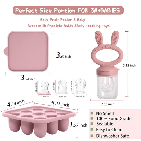 (2 Pack), WAJIAYON Baby Breastmilk Popsicle Molds & Baby Fruit Feeder Baby Food Freezer Tray Storage Containers