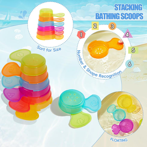 1-3 11PCS 2-4 Baby Bath Toys for Kids Ages Mold Free Bath Toys for Toddlers with Colorful Floating Boats and Spoons