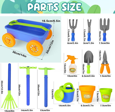 Wheelbarrow Set 10 4 Set deAO Kids Garden Wagon and Gardening Tools Play Includes Accessories and Plant Pots,Great
