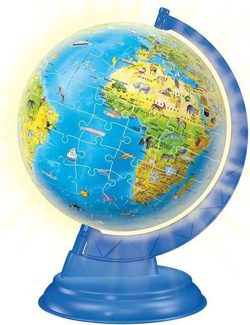 Ravensburger Children’s Globe Night Edition 3D Jigsaw Puzzle - 180 Piece Set with LED Light for Kids