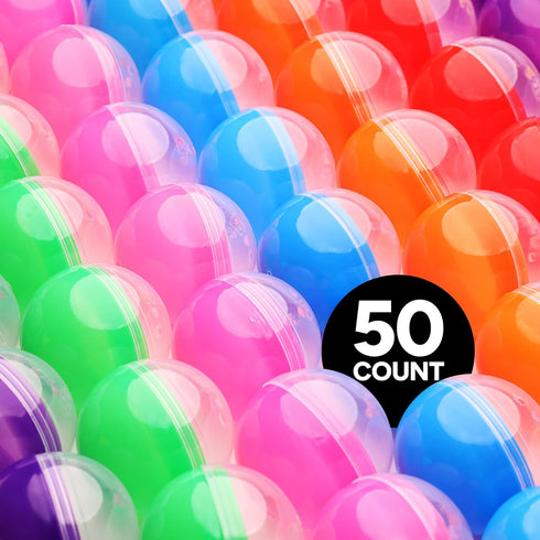 Entervending Empty Clear-Colored Round Capsules, 2 inch, 50 pcs Bulk for Toy Gumball Machines