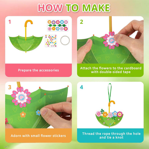 PAIVSUN 24Pcs Summer Spring Crafts Kits Make You Own Umbrella Paper Ornament DIY Arts and Crafts for Spring April