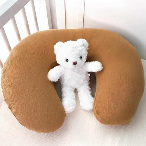 2 Pack, GFU Muslin Nursing Pillow Covers Soft Feeding Pillow Slipcover for Breastfeeding Moms, Removable Case for Baby
