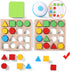 Wooden Puzzles Shape Color Matching Board Games for Preschool Educational Montessori Toys for Kids Ages 3-6