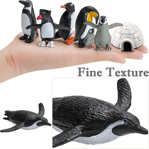 SCAHOW 11PCS Set Penguin Toys, Plastic Arctic Animal Penguin Figures for Kids, Realistic Polar Animals Penguin