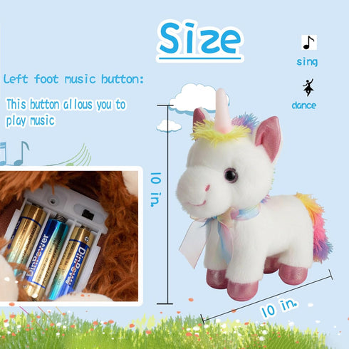 Singing Dancing Unicorn Stuffed Animal, Music Rocking Unicorn Plush Toys Interactive Toys for Kids,Holiday Party