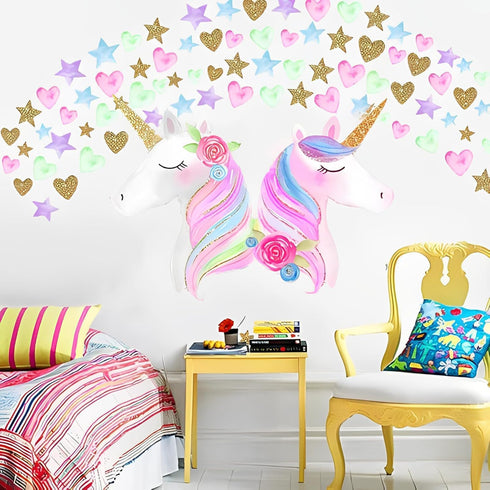 Unicorn Wall Decal, Large Size Unicorn Wall Sticker Decor for Girls Kids Bedroom Birthday Party