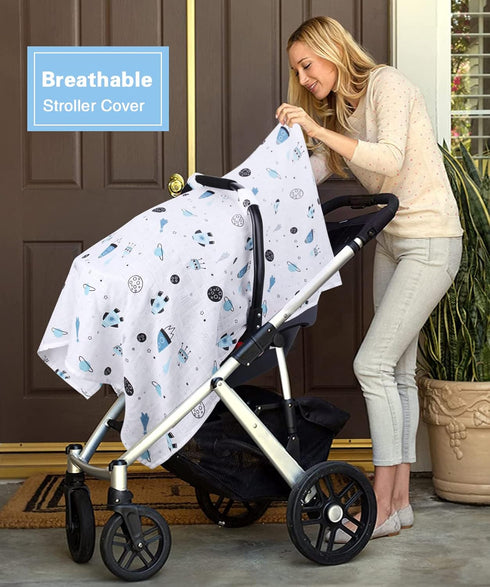 Muslin Car Seat Covers for Babies, Lightweight Infant Canopy, Breathable Baby Carrier Cover for Newborns