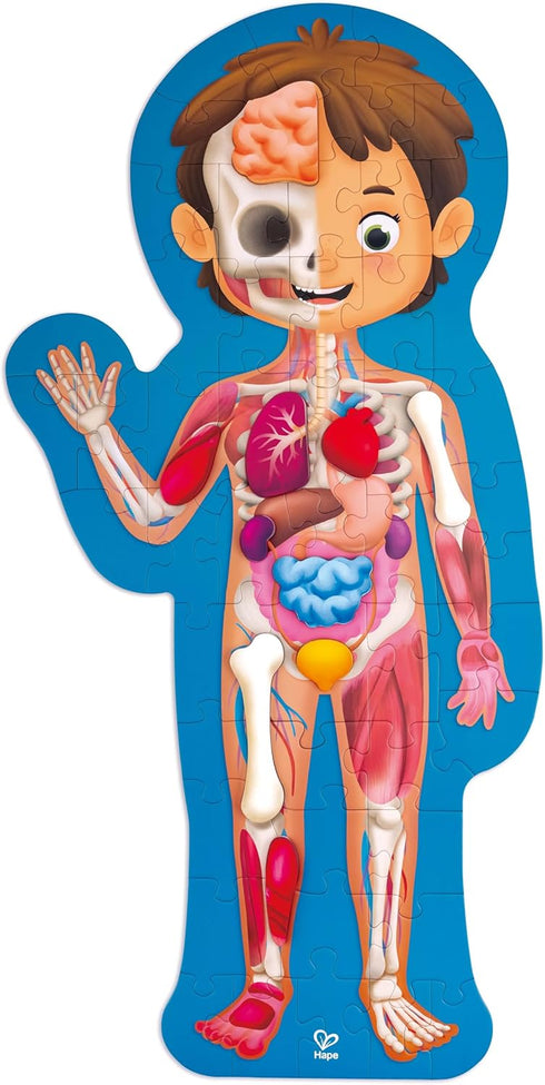 60 4+ Hape Human Body Puzzle | Oversized Pieces Educational Anatomy Jigsaw, Wooden Organs, for Children Years