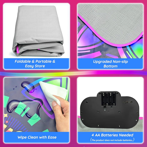 2 6 3-12 MOMUSE Kids Dance Mat with Display & Lockable Levels, Challenge Modes Electronic Dance Pad Volume Levels