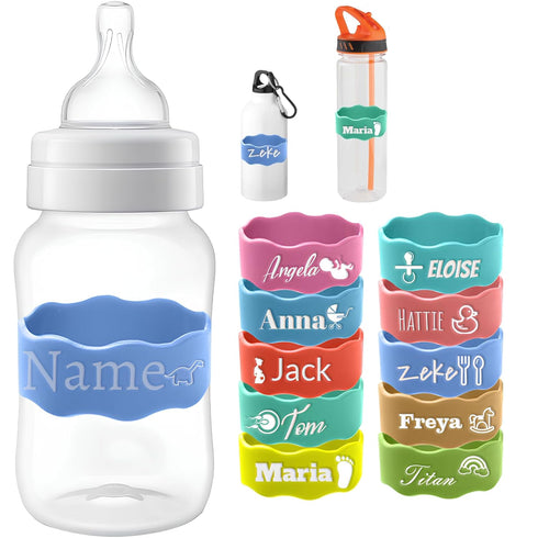 FCQIANKM Personalized Water Bottle Name Bands Custom Baby Bottle Labels for Daycare School
