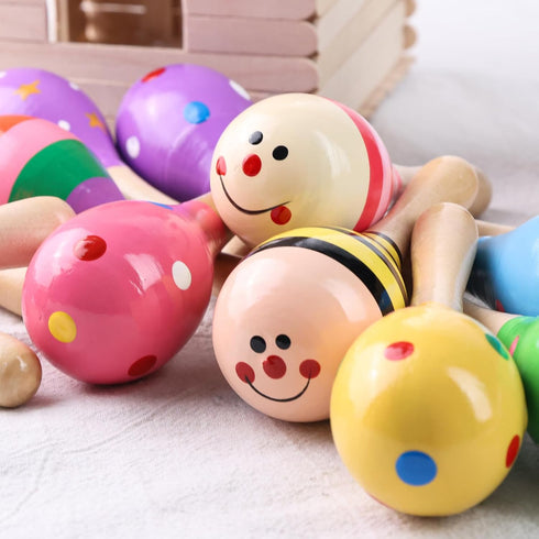 POPLAY 10PCS Mini Wooden Maracas, Musical Instruments for Toddlers, Baby Musical Toys, Infant Learning