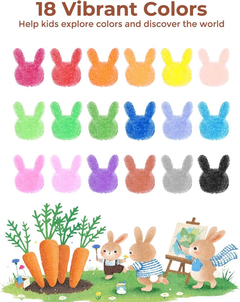 18 1-3 30-Page 120 JUPITEARTH Carrot Crayons for Kids Colors, Non Toxic Beeswax Crayons for Toddlers with Coloring Book