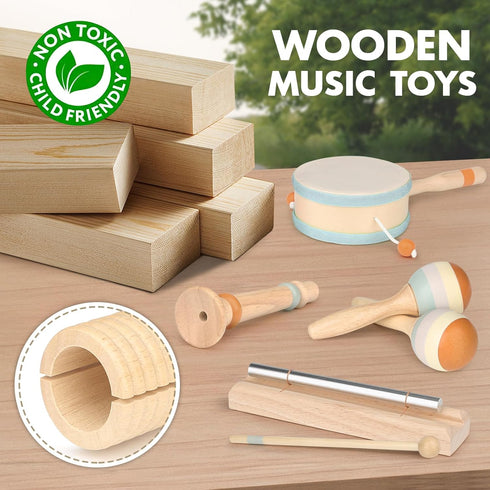 Montessori Music Toys for Toddlers 1-3 - Natural Wooden Instruments for Babies 6-12-18 Months - Educational Gifts