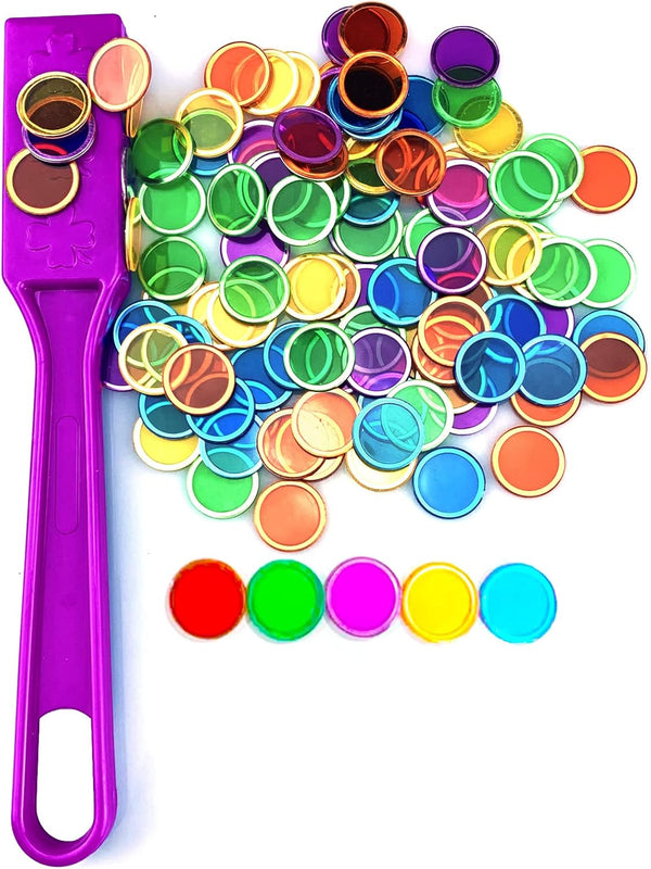 Magnetic Wands and Bingo Chips Set Magnet Wand 100 Multicolour Metal Ringed