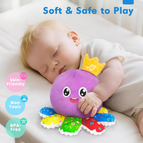 6-12-18 Tummy 1 2 3 GMAOPHY Baby Toy for Months Interactive Crawling Octopus Plush with Music & Sound, Dancing, Time