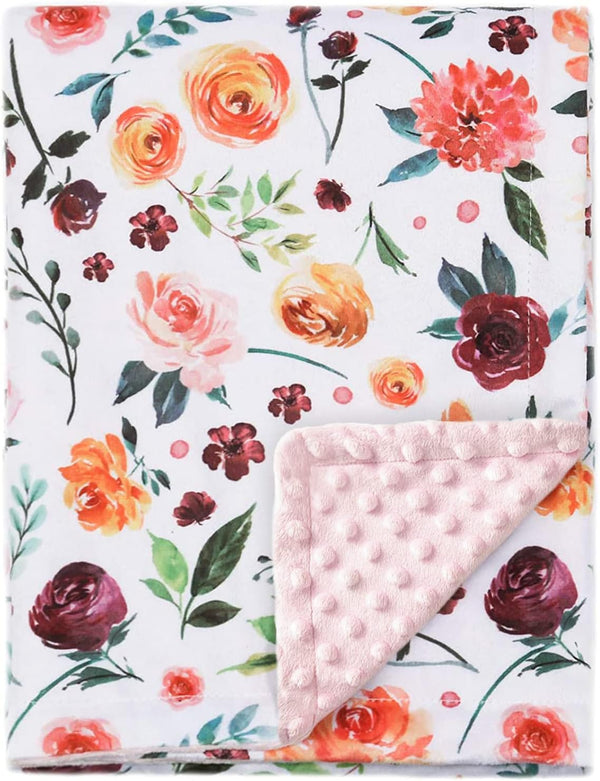 BORITAR Baby Blanket for Girls, Super Soft Double Layer Minky with Dotted Backing, 30 x 40 Inch