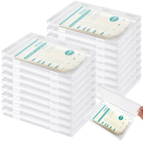Pinsit 20PCS Clear Flat Breast Milk Freezer Storage Organizer, Breast Milk Storage Bags