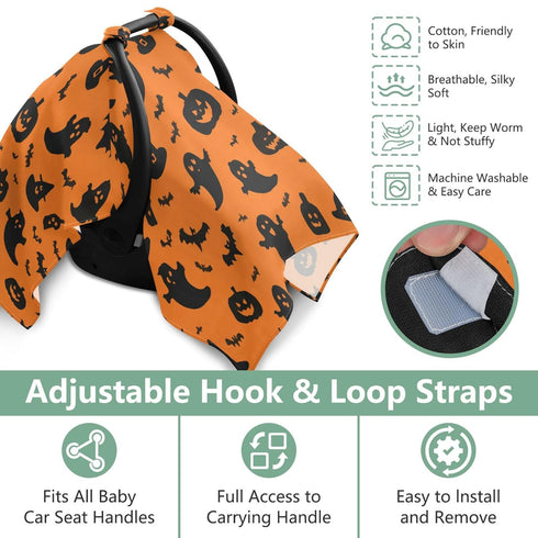 Mazeann Halloween Black Pattern Car Seat Cover Baby Breathable Soft Infant Carseat Covers Canopies Babies Carrier